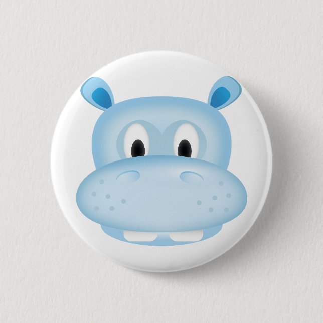Cute Hippo 6 Cm Round Badge (Front)