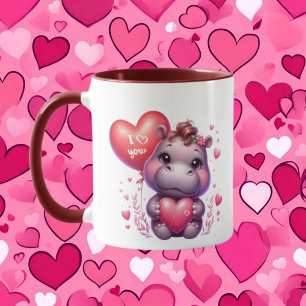 Cute hippo add message  mug