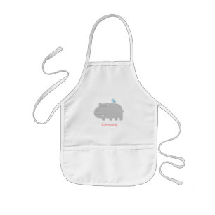 Cute Hippo and Blue Bird Kids Personalized Apron