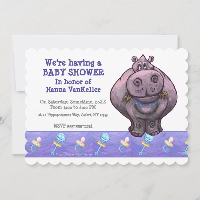 Cute Hippo Baby Shower Invitation (Front)
