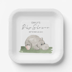 Cute Hippo Baby Shower Napkins Paper Plate
