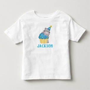 Cute Hippo Birthday Cupcake Personalised Toddler T-Shirt