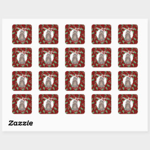 Cute Hippo christmas tree zoo animal Xmas Wealth f Square Sticker