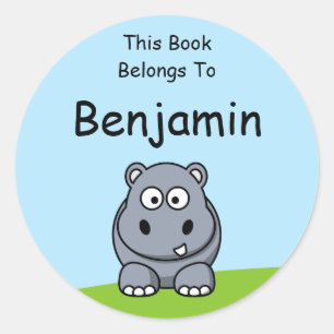 Cute Hippo Classic Round Sticker