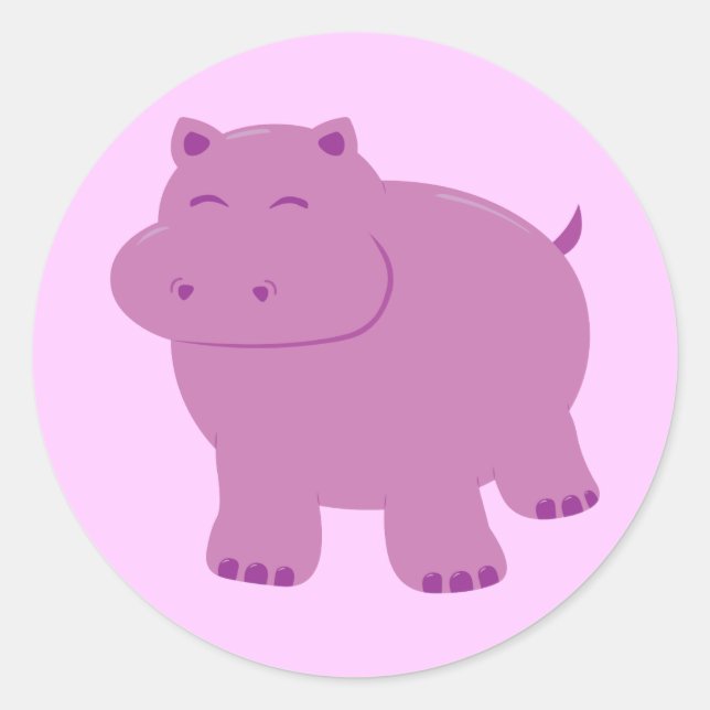 Cute Hippo Classic Round Sticker (Front)