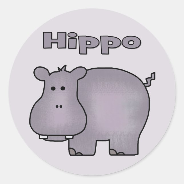 Cute Hippo Classic Round Sticker (Front)