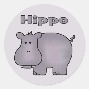 Cute Hippo Classic Round Sticker
