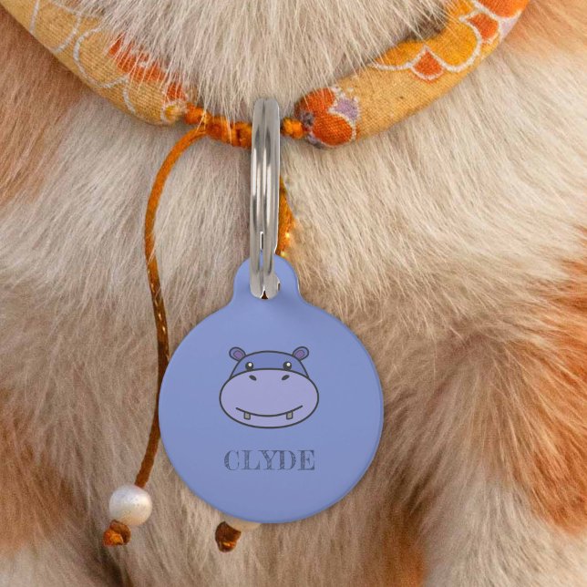 Cute Hippo Face Pet Tag (Cute Hippo Face Pet ID Tag)