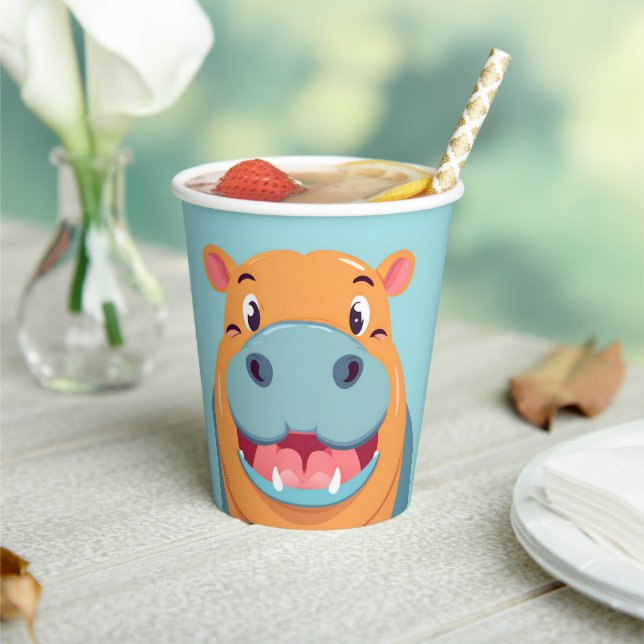 Cute HIPPO Face safari Wild jungle Birthday Party  Paper Cups (Insitu)