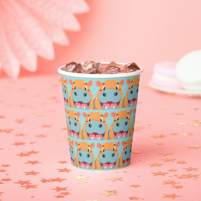 Cute HIPPO Face safari Wild jungle Birthday Party  Paper Cups (Insitu)