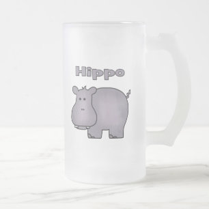 Cute Hippo Frosted Glass Beer Mug