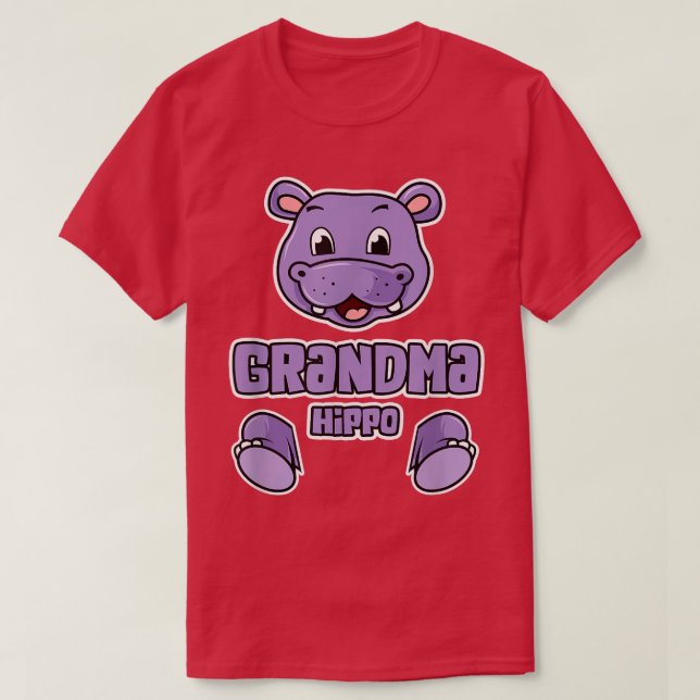Cute Hippo GrandmaFunny Grandma  T-Shirt (Design Front)