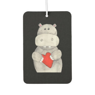 Cute Hippo Hippopotamus Holding Heart Love Hippo Car Air Freshener