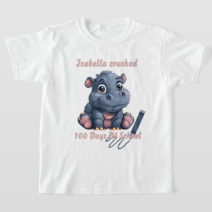 Cute Hippo I Crushed 100 Days of School T-Shirt