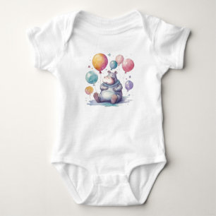 cute Hippo in space Baby Bodysuit