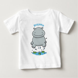 Cute hippo jumping cartoon illustration baby T-Shirt