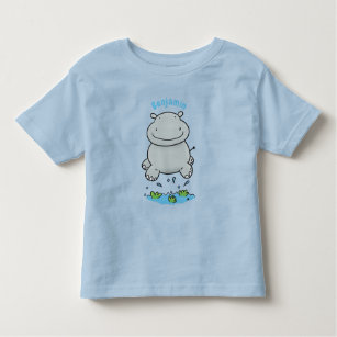 Cute hippo jumping cartoon illustration toddler T-Shirt