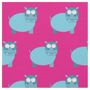 Cute Hippo Kid Baby Nursery Hot Pink Fabric