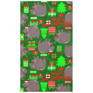 cute hippo merry christmas hippopotamus tablecloth