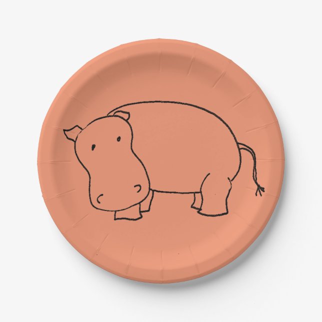 cute hippo paper plate (Front)