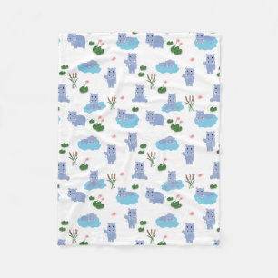 Cute Hippo Pattern Kids Bedroom Fleece Blanket