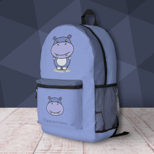 Cute Hippo Printed Backpack