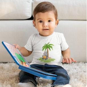Cute Hippo Reading a Book Baby T-Shirt