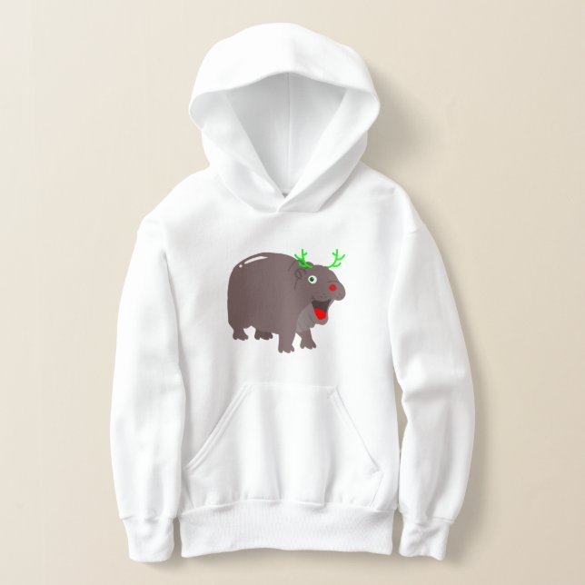 cute hippo reindeer christmas hippopotamus (Laydown)