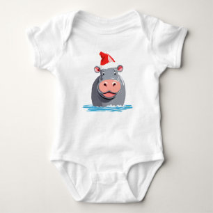 Cute HIPPO Safari Santa Christmas Costume Squad Baby Bodysuit