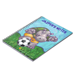 Cute Hippo Soccer Star Personalised Notebook