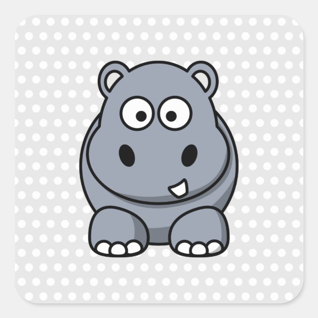 Cute Hippo Square Sticker (Front)