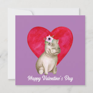 Cute Hippo Valentine   Card