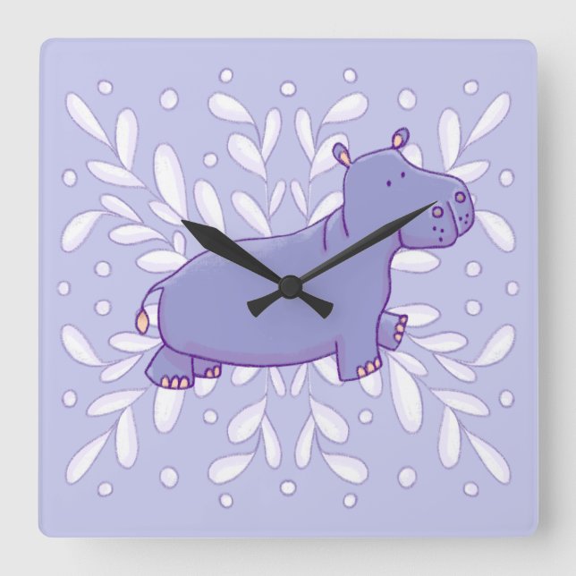Cute Hippo Wall Clock (Front)