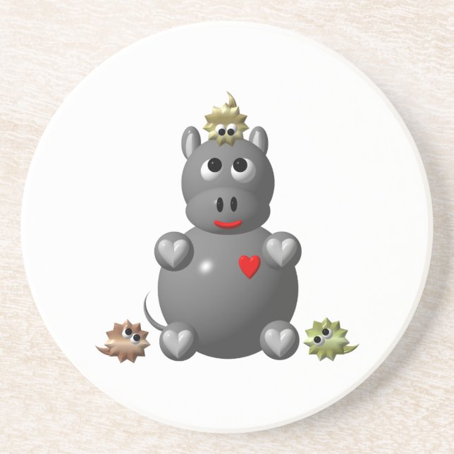 Cute Hippo with Hamsters Coaster (Front)