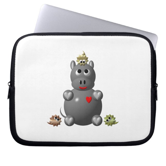 Cute Hippo with Hamsters Laptop Sleeve (Front)