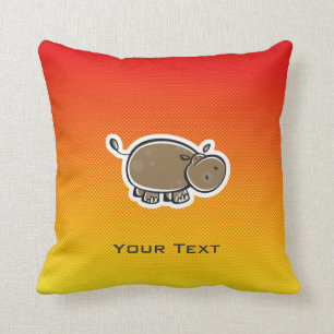 Cute Hippo; Yellow Orange Cushion