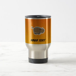 Cute Hippo; Yellow Orange Travel Mug
