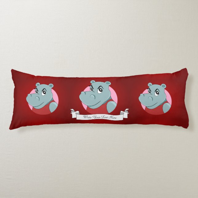 Cute hippopotamus cartoon body cushion (Front)