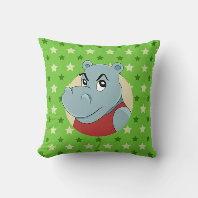 Cute hippopotamus cartoon cushion (Front)