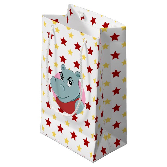 Cute hippopotamus cartoon small gift bag (Front Angled)