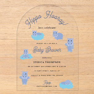 Cute Hippopotamus Hip Hippo Hooray Baby Shower Acrylic Invitations