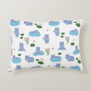 Cute Hippopotamus Hippo Pattern Kids Bedroom Decorative Cushion