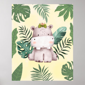 Cute Hippopotamus Jungle Safari Nursery Decor 