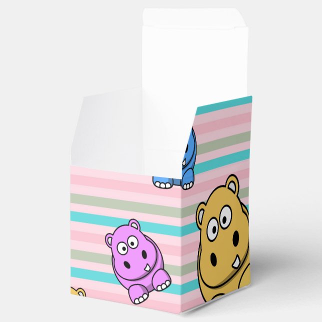 Cute Hippos Colourful Zoo Animal Theme for Childre Favour Box (Opened)