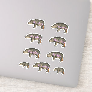Cute Hippos Fun Pink Font Days of the Week Sheet