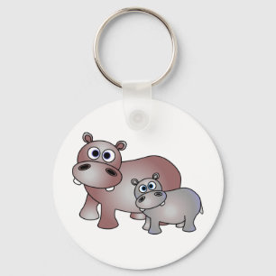 Cute Hippos Mum and Baby Key Ring