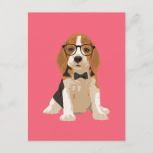 Cute Hipster Beagle Puppy Dog for Dog Lovers Postcard
