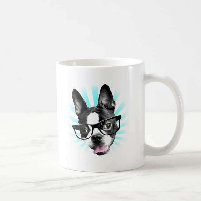 Cute! Hipster Boston Terrier Coffee Mug (Right)