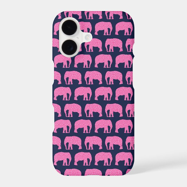 Cute Hipster Elephant Pattern Pink Blue (Back)