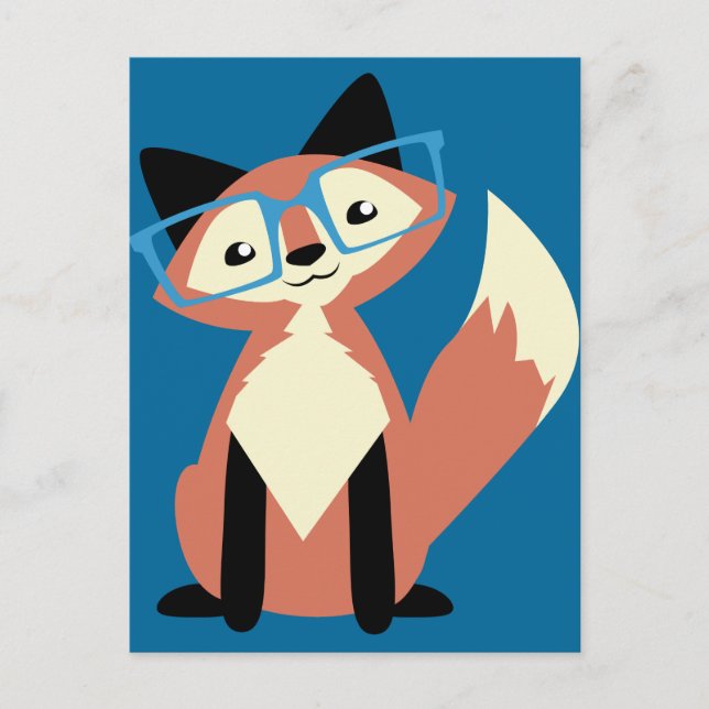 Cute Hipster Glasses Fox Postcard (Front)